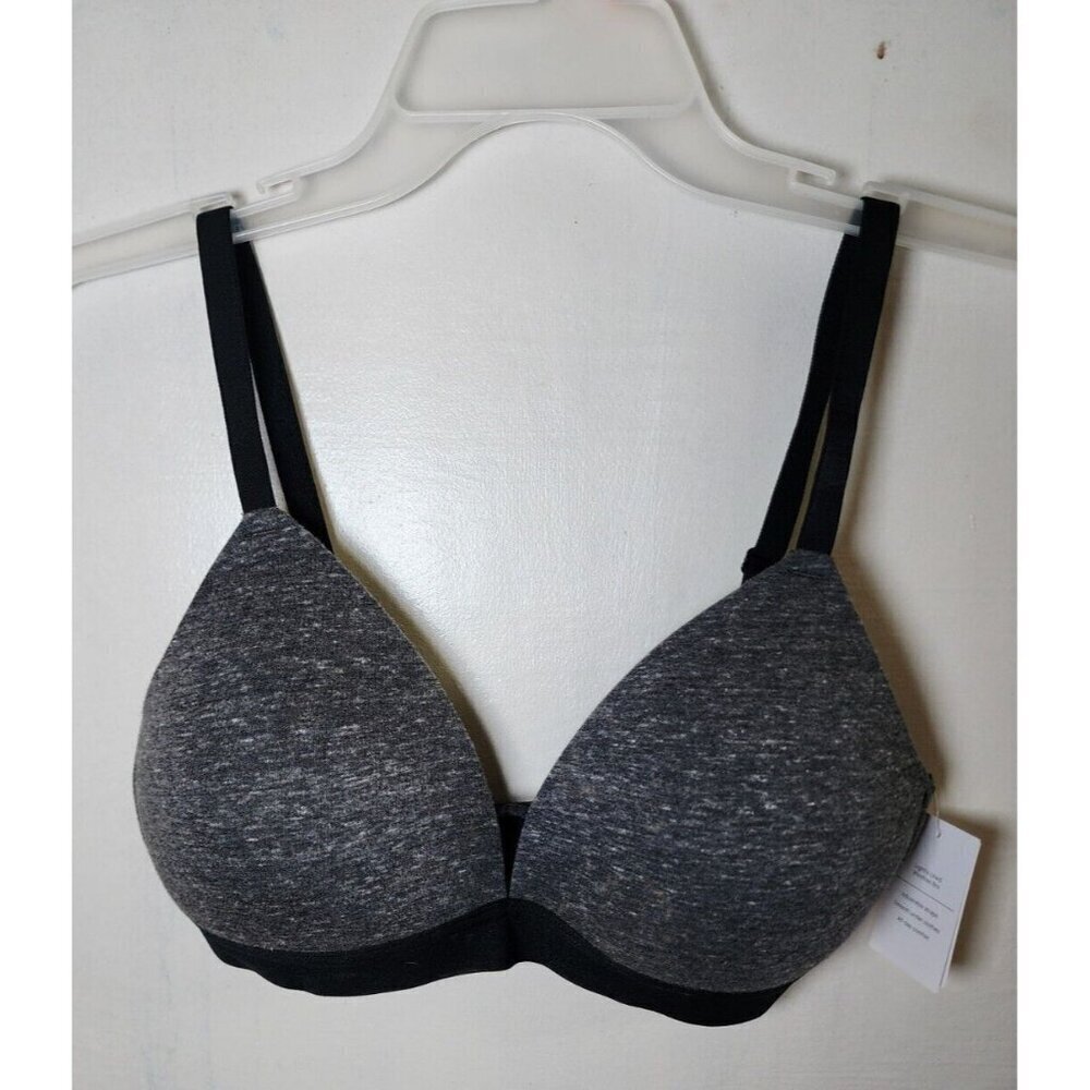 NWOT Auden Women's Gray Wireless Lightly Line Bra Adjustable Straps Size 36DD